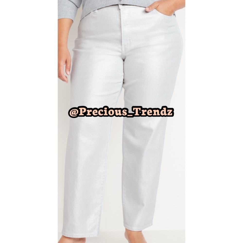 📦 Old Navy High-Waisted Silver Shine OG Loose Jeans Women’s Plus Size 22